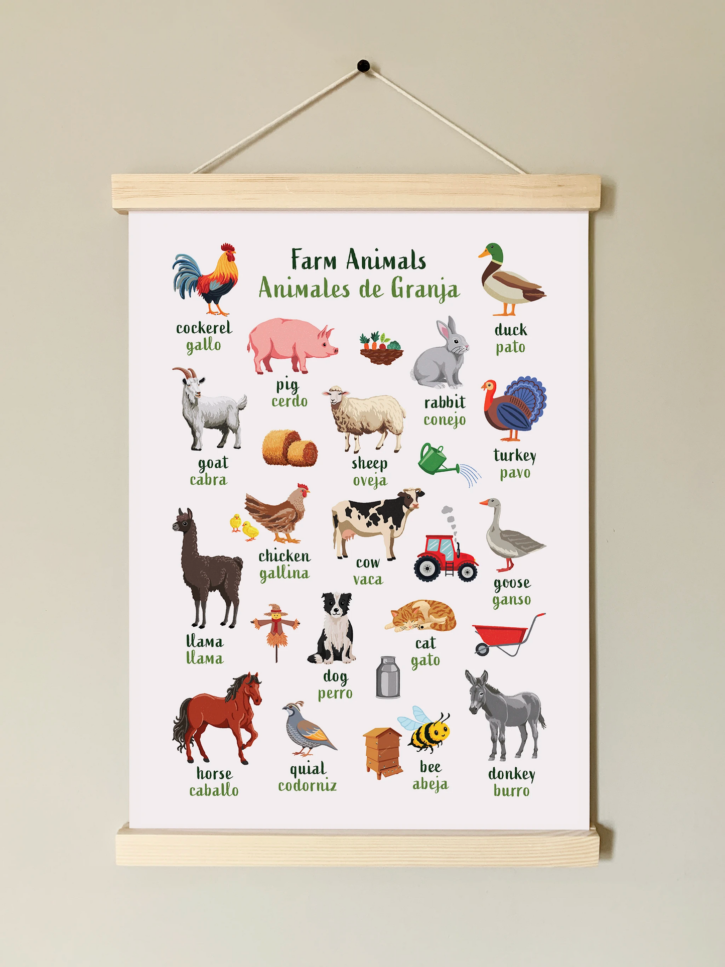 Póster para aprender inglés y francés con animales del océano