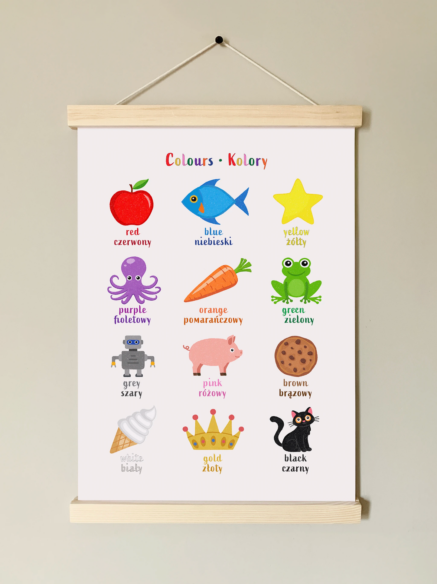 Learn English & Polish with Colours Bilingual Poster