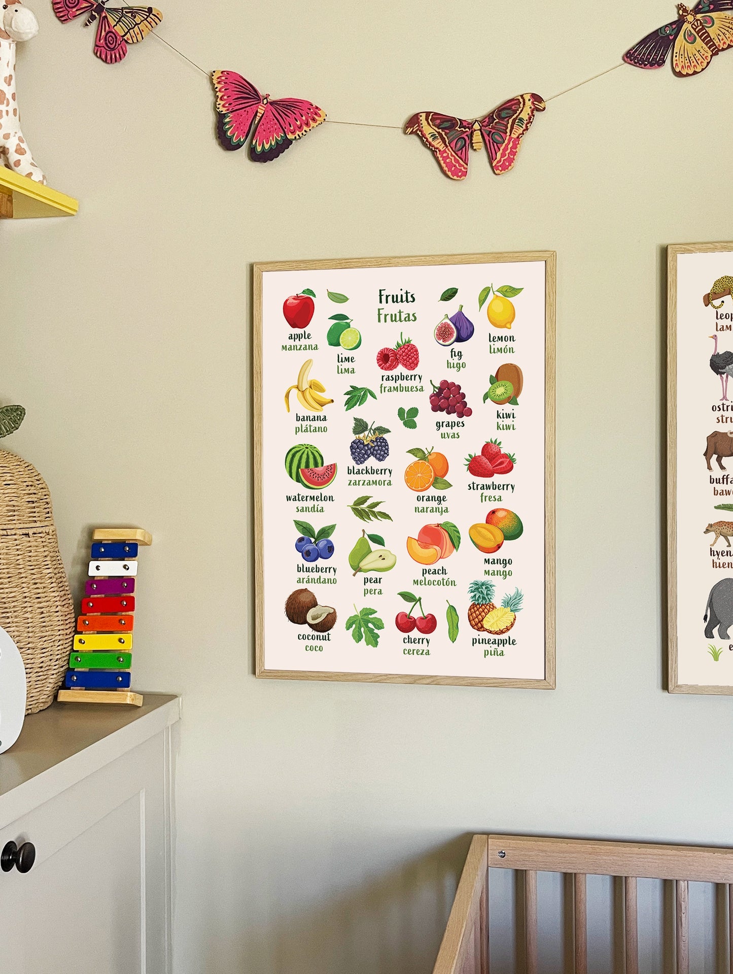 Learn English & Spanish with Fruit Bilingual Poster