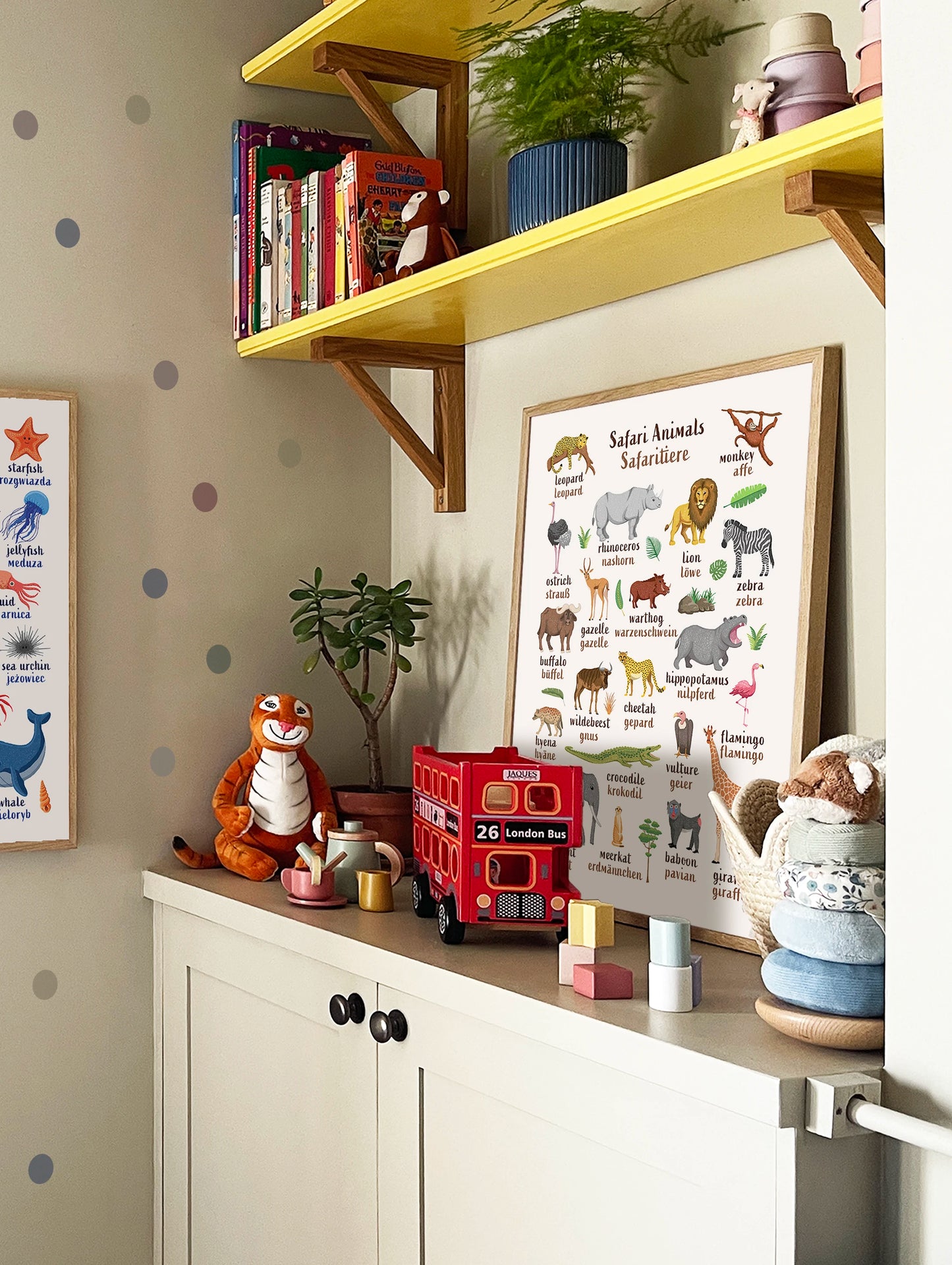 Learn English & German with Safari Animals Poster