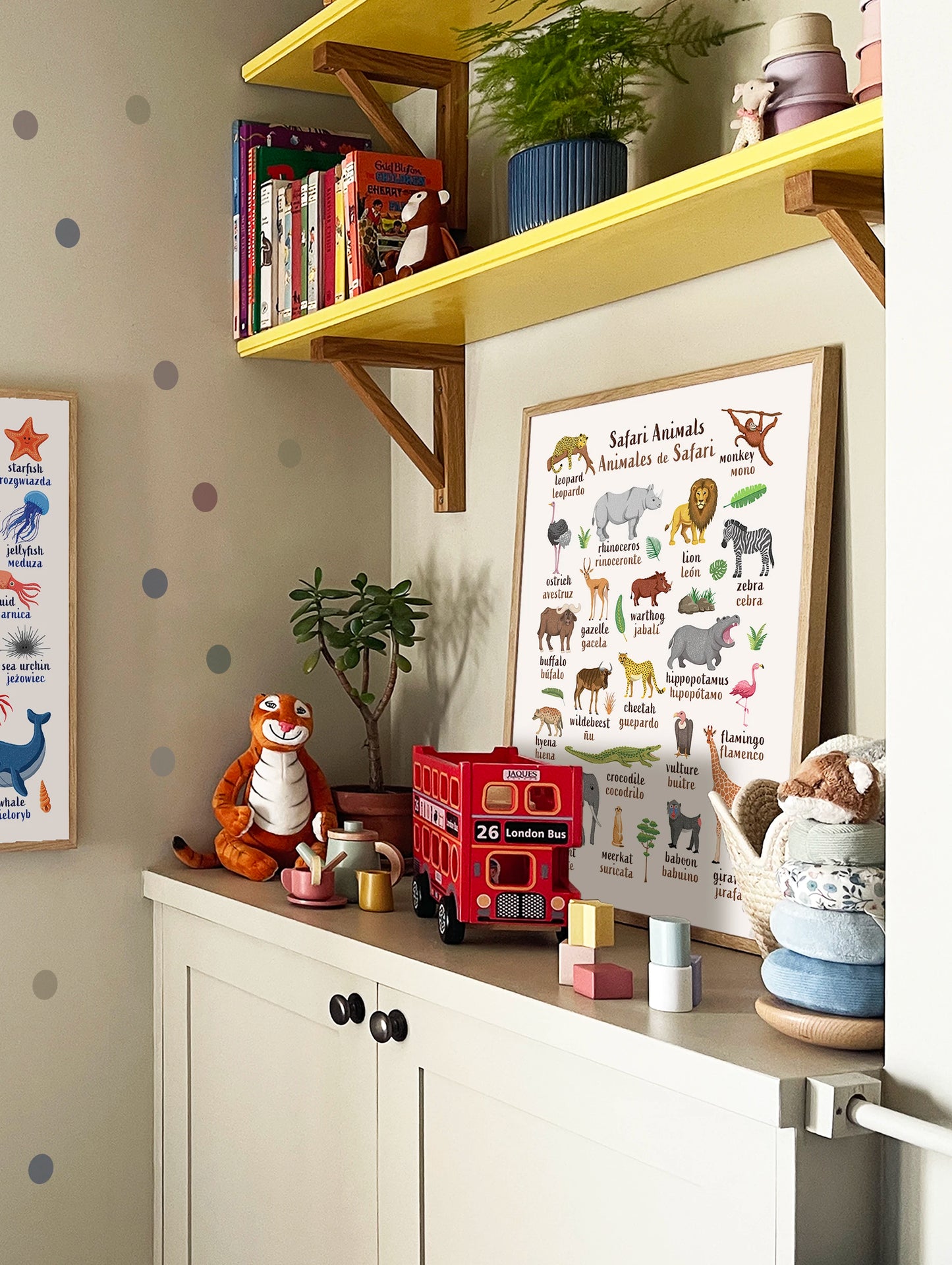 Learn English & Spanish with Safari Animals Poster