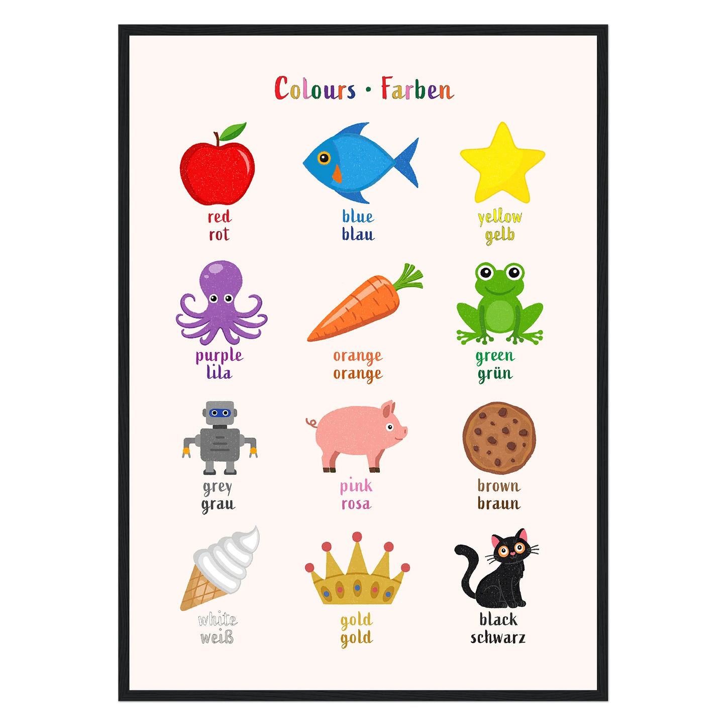 Learn English & German with Colours Bilingual Poster