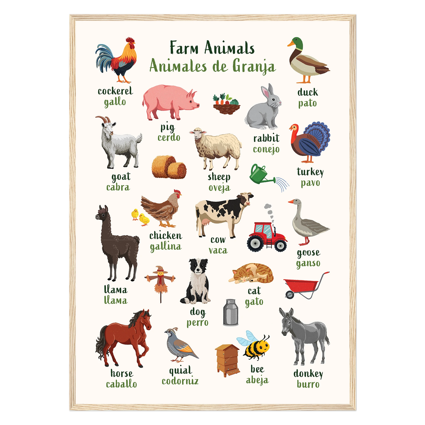 Póster para aprender inglés y francés con animales del océano