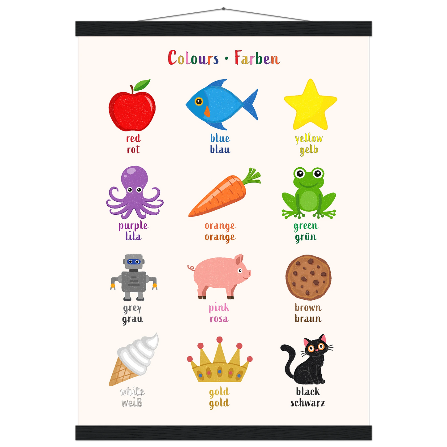 Learn English & German with Colours Bilingual Poster