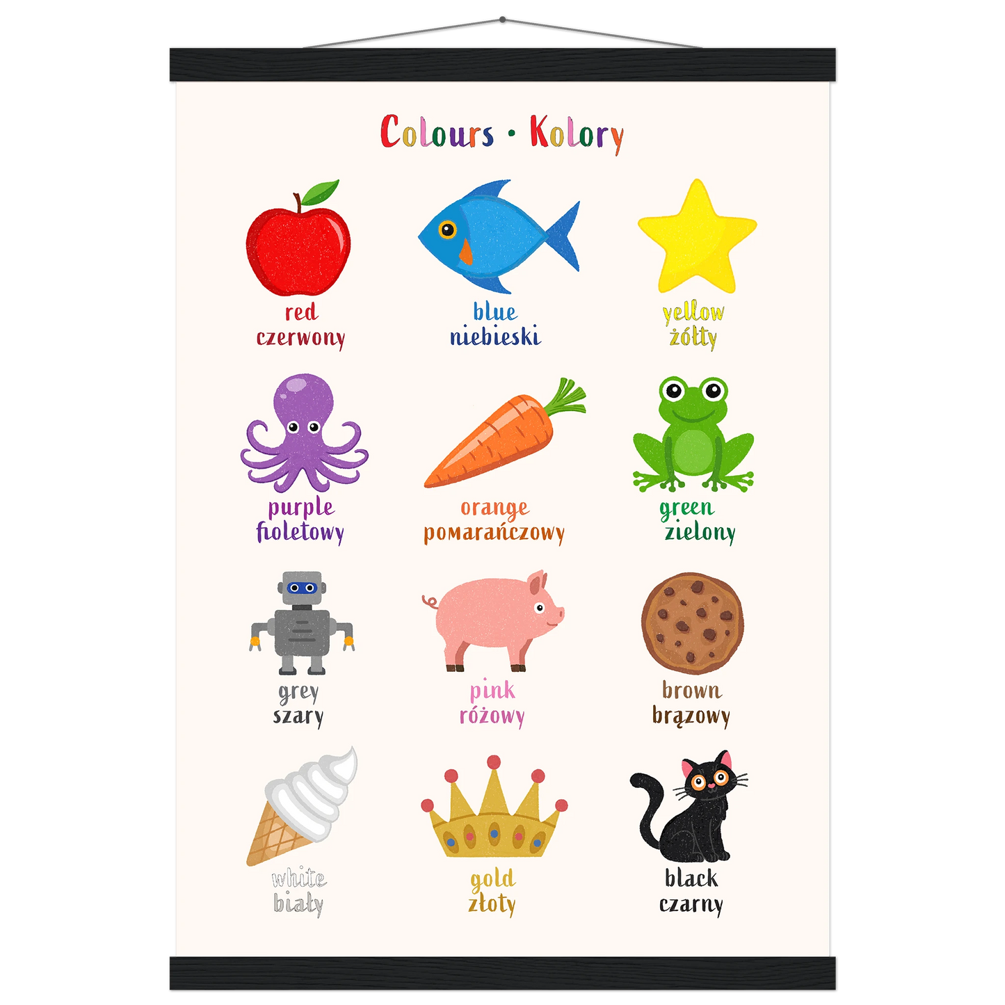 Learn English & Polish with Colours Bilingual Poster