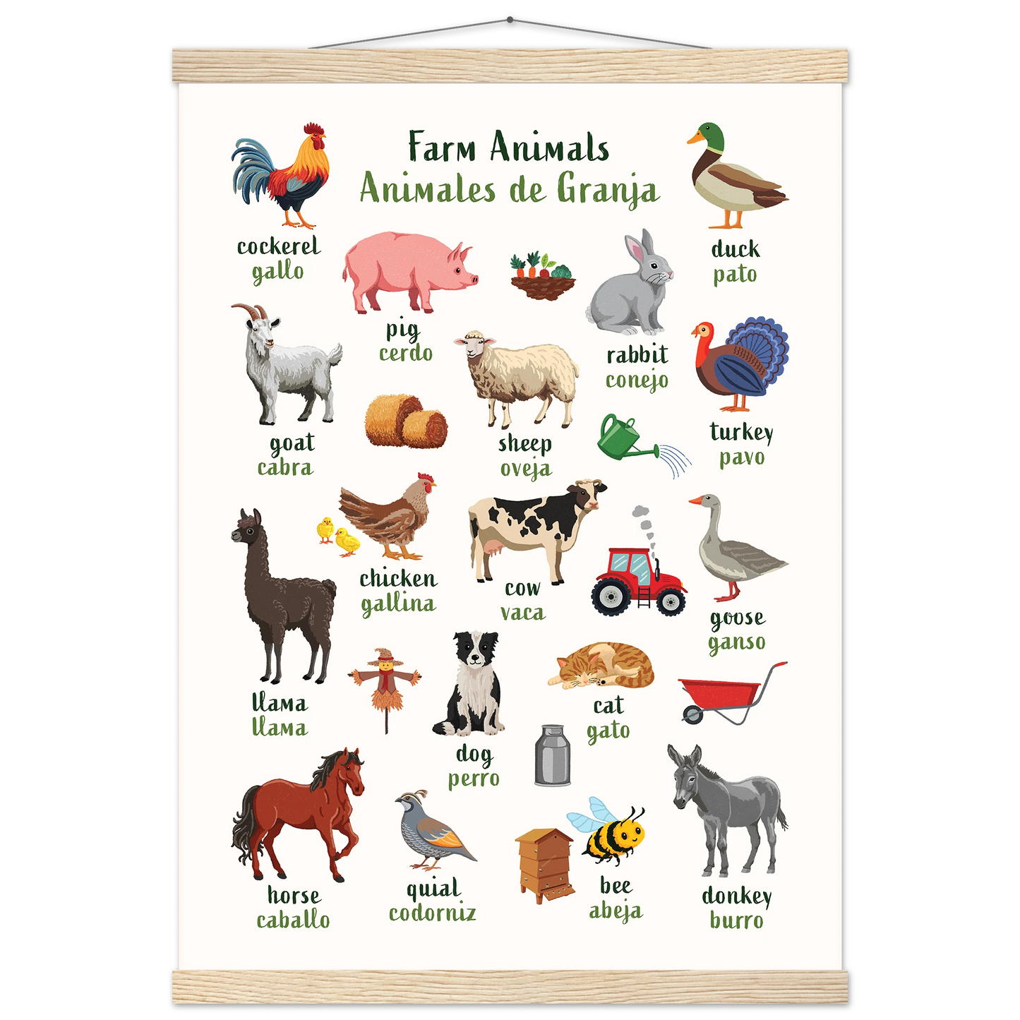 Póster para aprender inglés y francés con animales del océano
