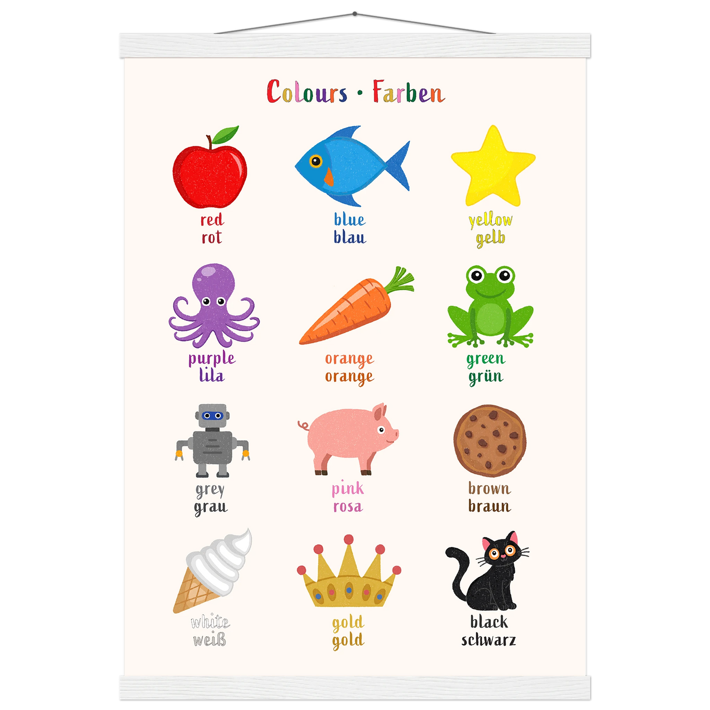 Learn English & German with Colours Bilingual Poster
