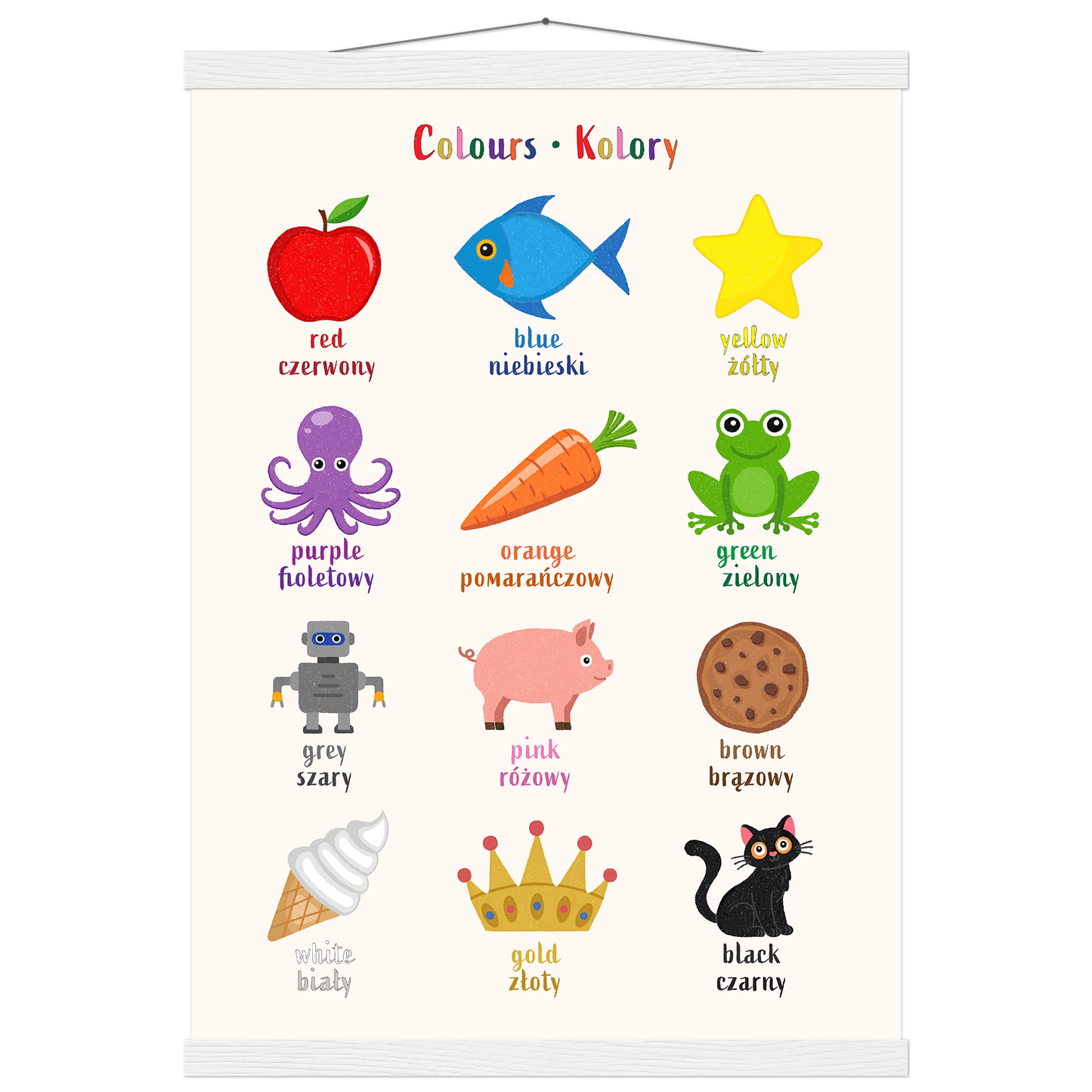 Learn English & Polish with Colours Bilingual Poster