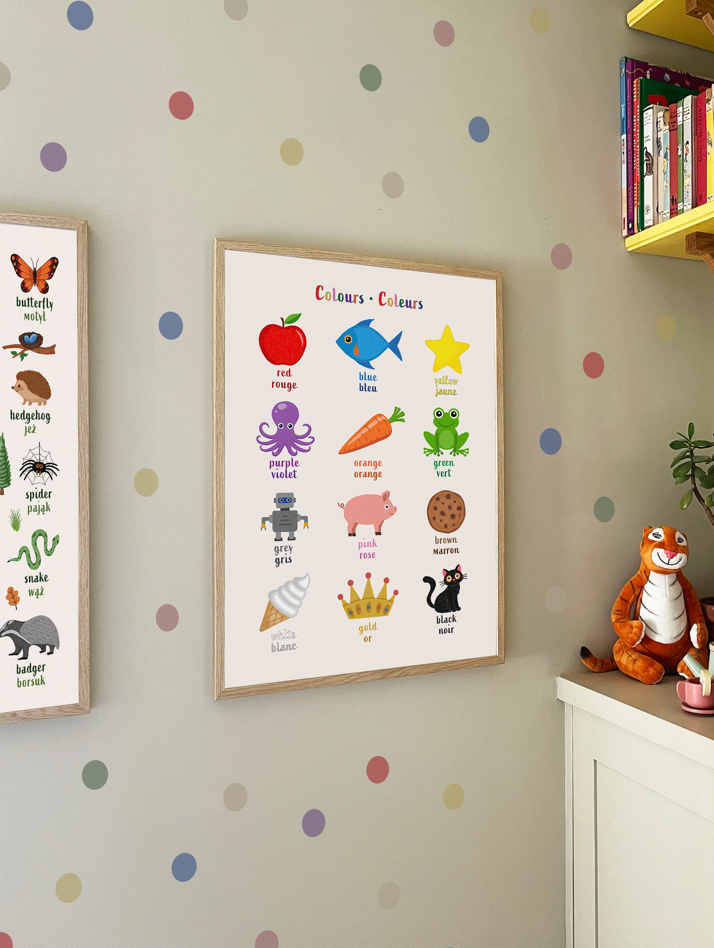Learn English & French with Colours Bilingual Poster