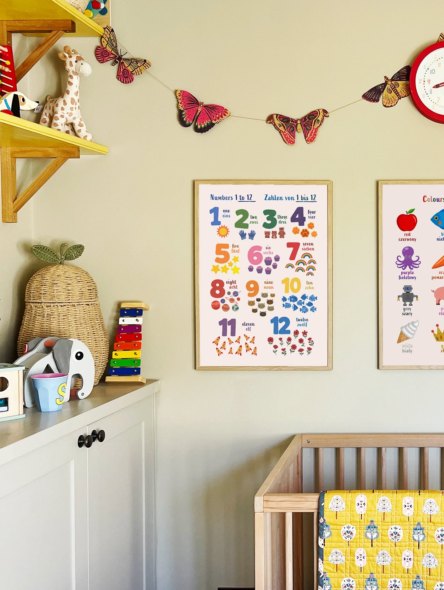 Learn English & German with Numbers Bilingual Poster